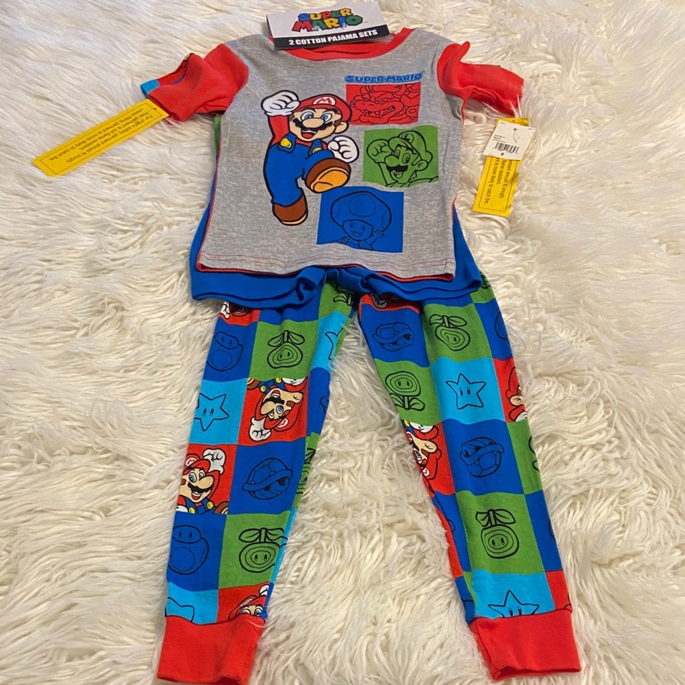 Nintendo Super Mario Gray and Red Pajama Set two sets brand new size 6